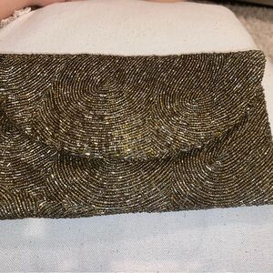 Beaded Evening Clutch - Metallic Gold